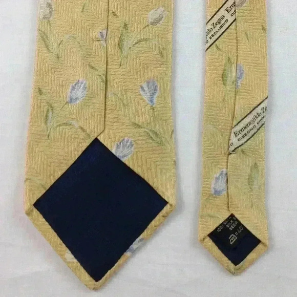 Ermenegildo Zegna Yellow Multi-Color Silk 57"x3.5" - Picture 3 of 4